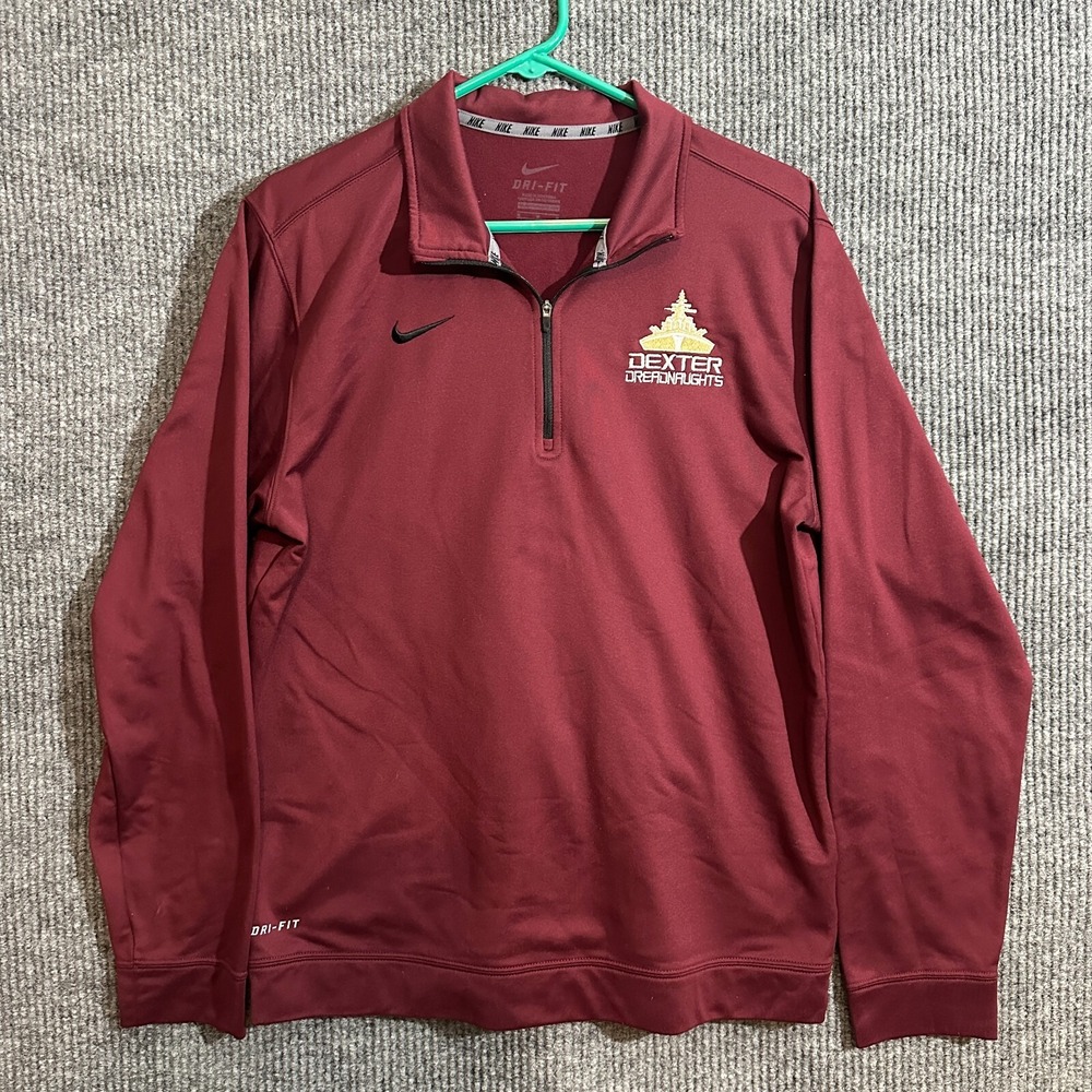 Nike Dexter Dreadnaughts Mens Dri-Fit Shirt‎ Size M Red Logo 1/4 Zip Long Sleeve